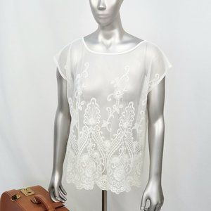 Cream lace sleeveless top